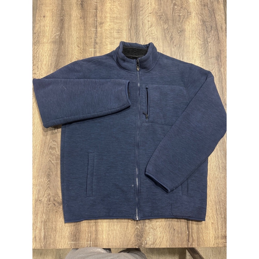 32 Degrees Heat Mens Blue Space Dye Full Zip Faux Shearling Lined Jacket Large